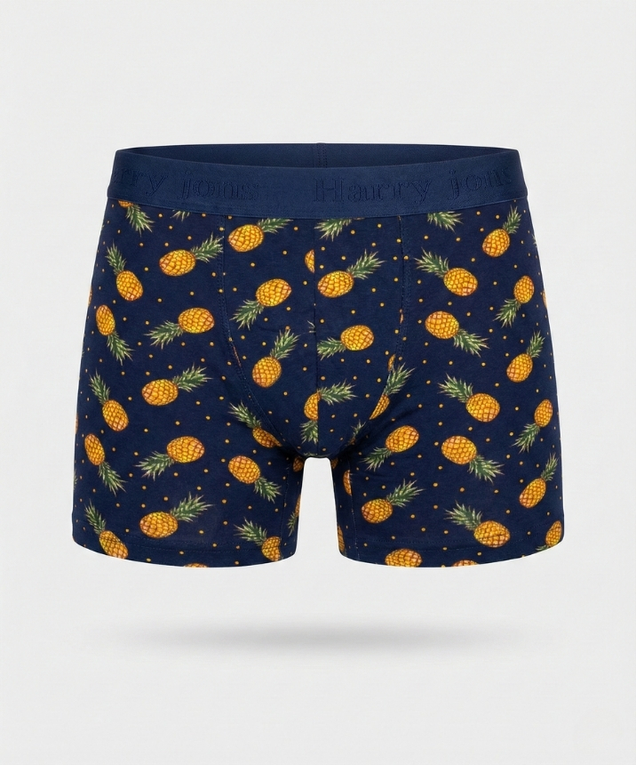 Desenli Likralı Erkek Boxer - PİNAPPLE
