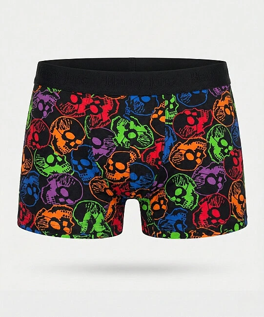 Desenli Likralı Erkek Boxer - SKULL 
