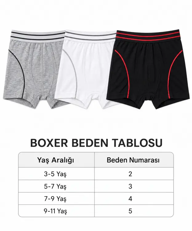 6’lı Paket Likralı Erkek Çocuk Boxer - ASORTİ - 2