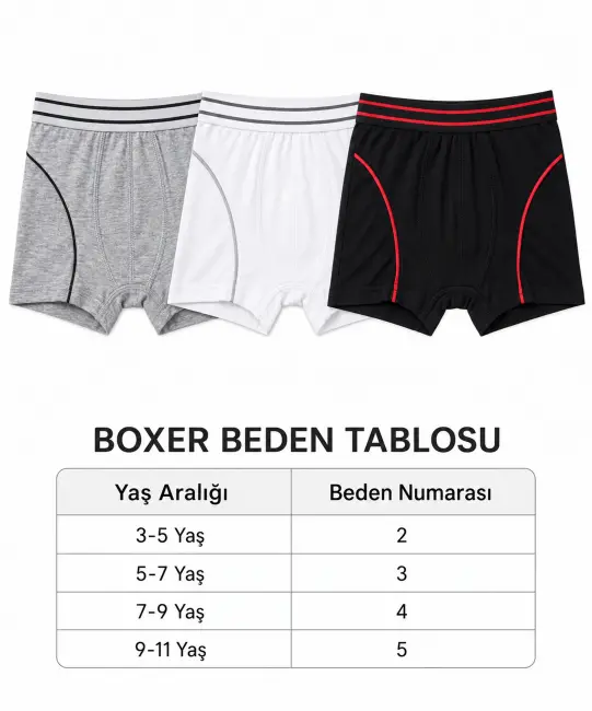 6’lı Paket Likralı Erkek Çocuk Boxer - BEYAZ (1)