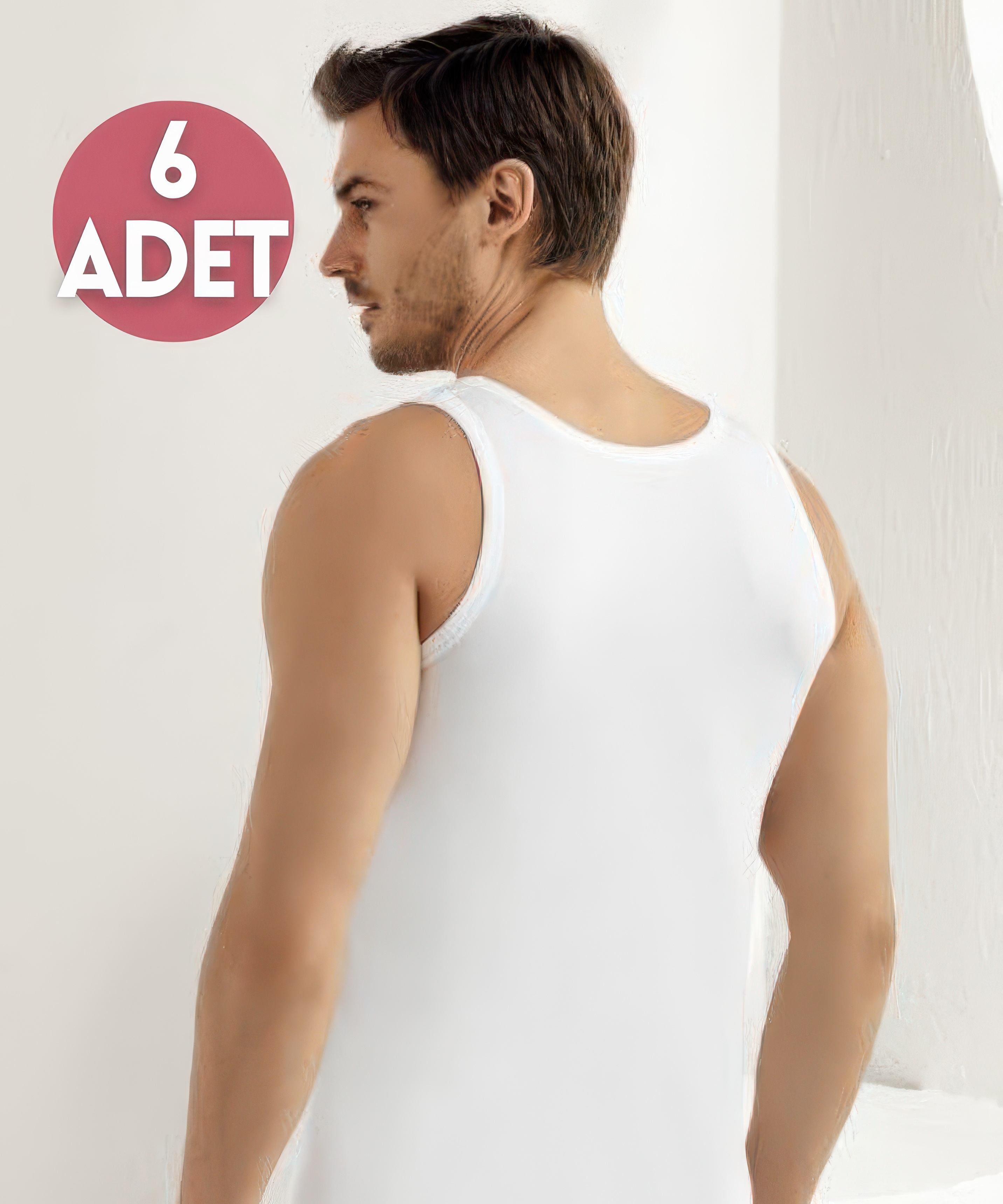 Erkek 6'lı Paket Penye Atlet - BEYAZ - 2