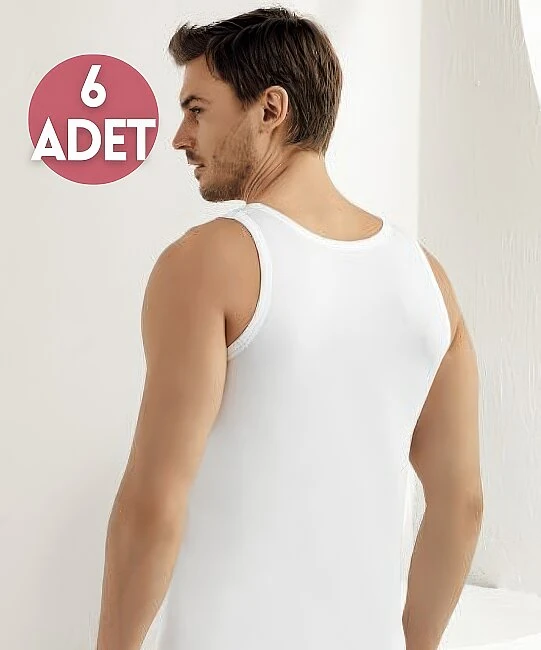Erkek 6'lı Paket Penye Atlet - BEYAZ (1)