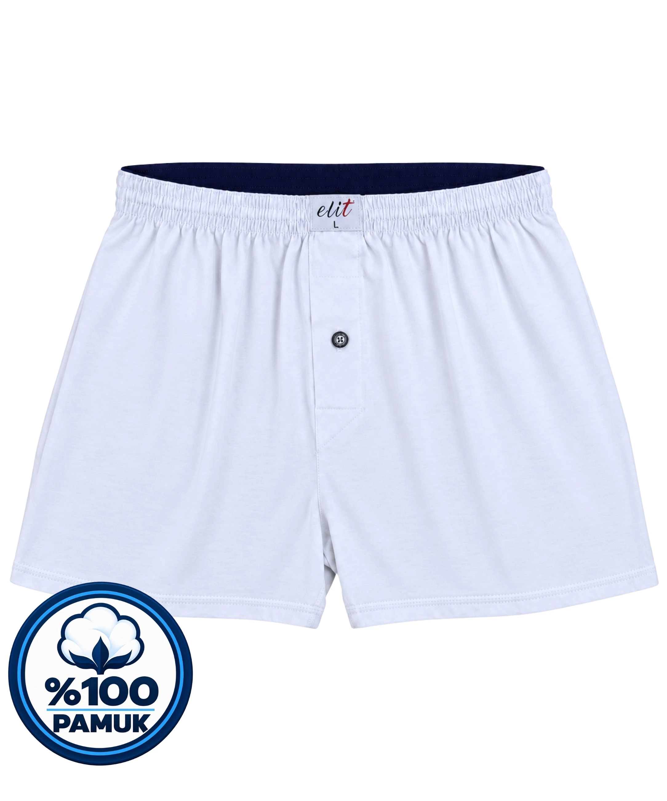 Erkek Havlu Bel Düz Boxer - BEYAZ - 1