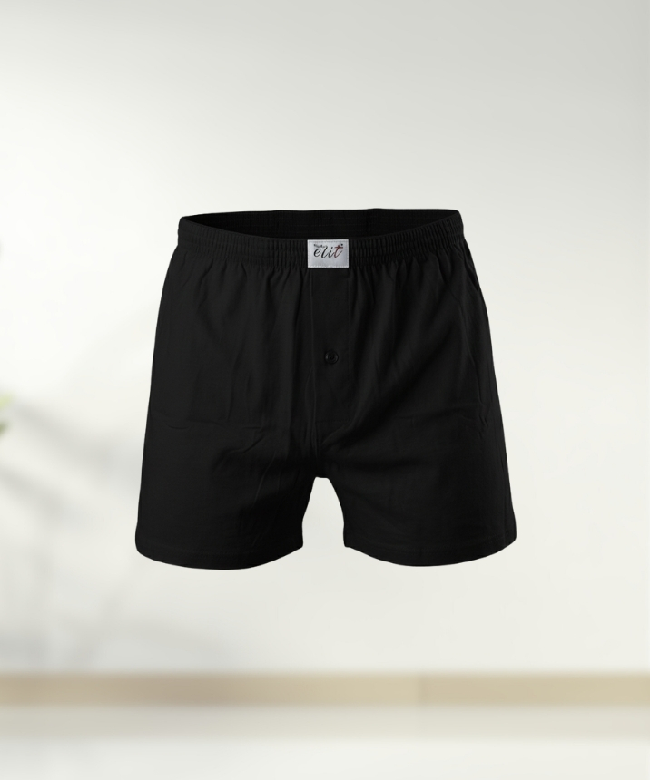 Erkek Havlu Bel Düz Boxer - SİYAH - 1