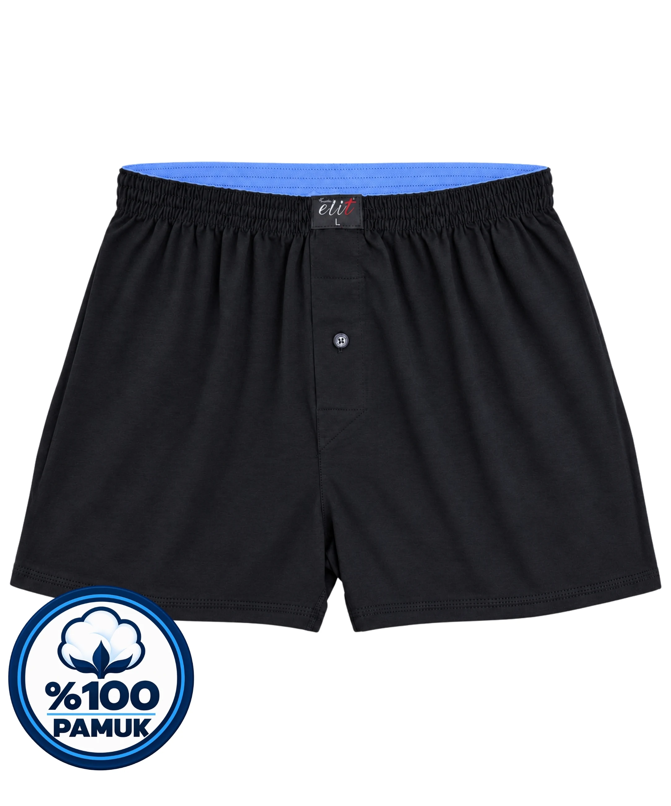 Erkek Havlu Bel Düz Boxer - SİYAH 