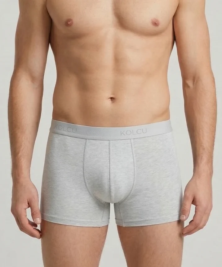 Erkek Likralı Boxer - Açık Gri 