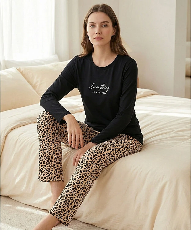 Kadın Pijama Takımı - SİYAH - 1