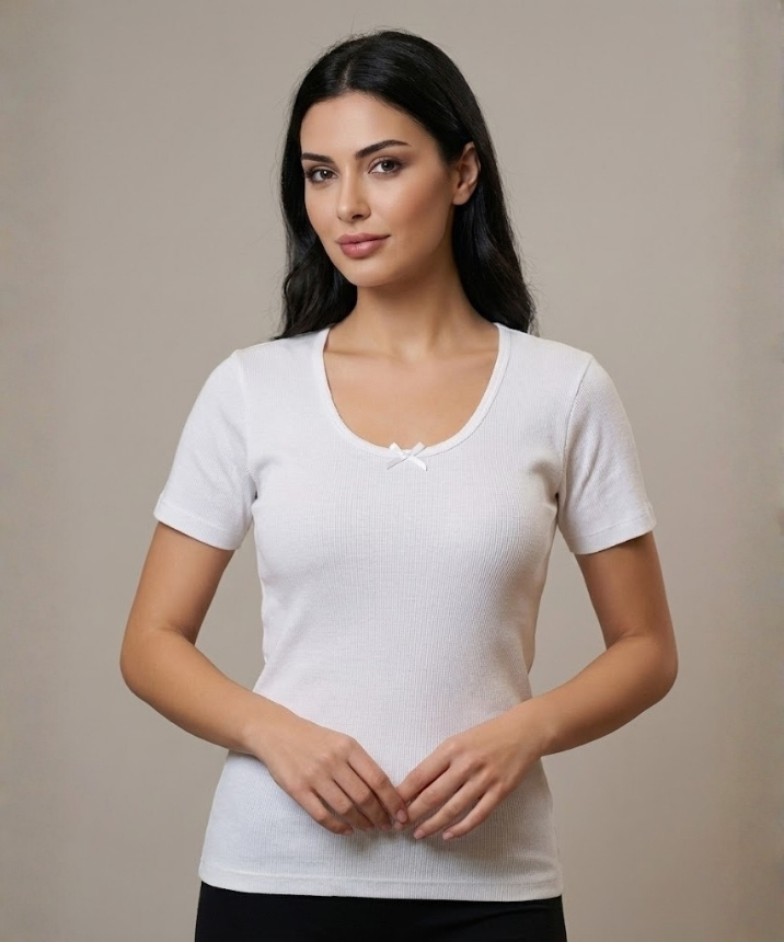 Kaşkorse Kadın Yarım Kol Atlet - BEYAZ