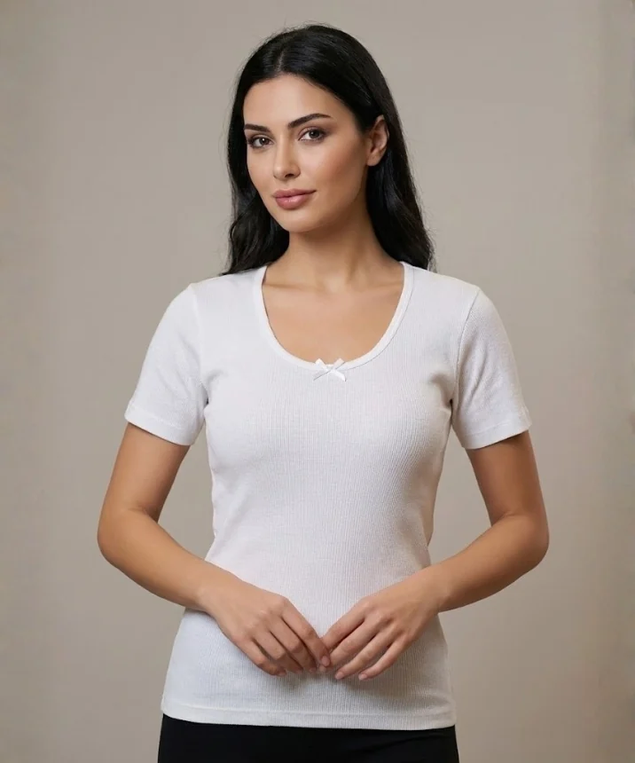 Kaşkorse Kadın Yarım Kol Atlet - BEYAZ