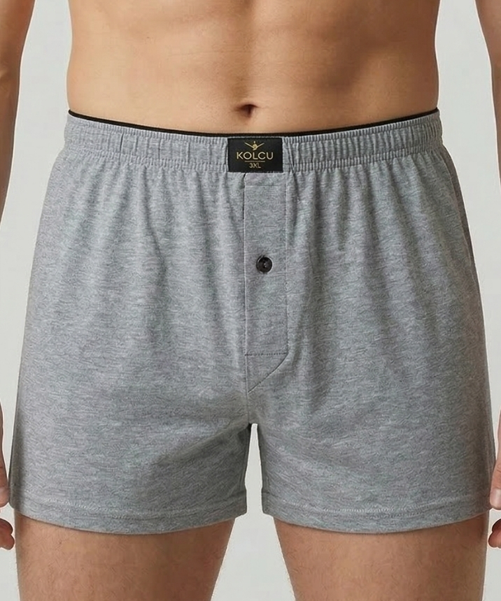 Erkek Büyük Beden Pamuklu Penye Havlu Bel Boxer - GRİ