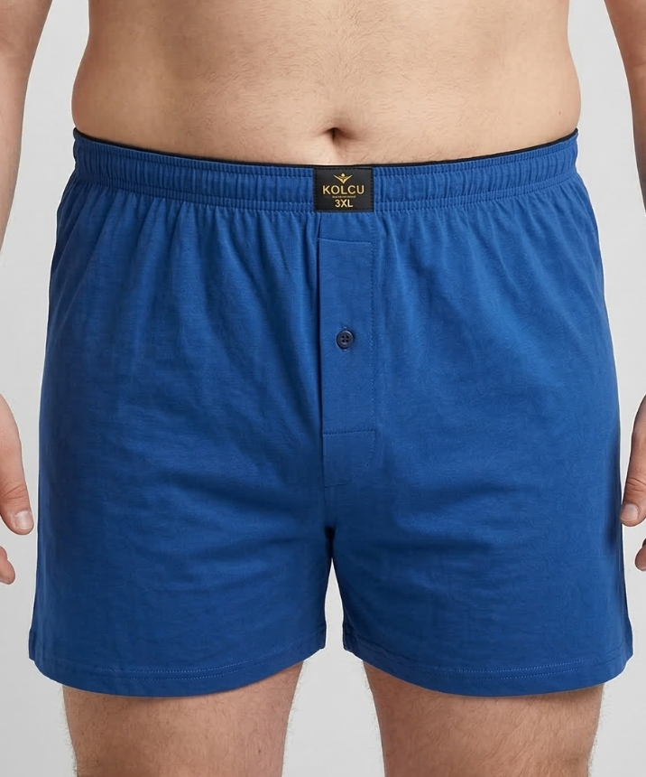 Erkek Büyük Beden Pamuklu Penye Havlu Bel Boxer - İNDİGO