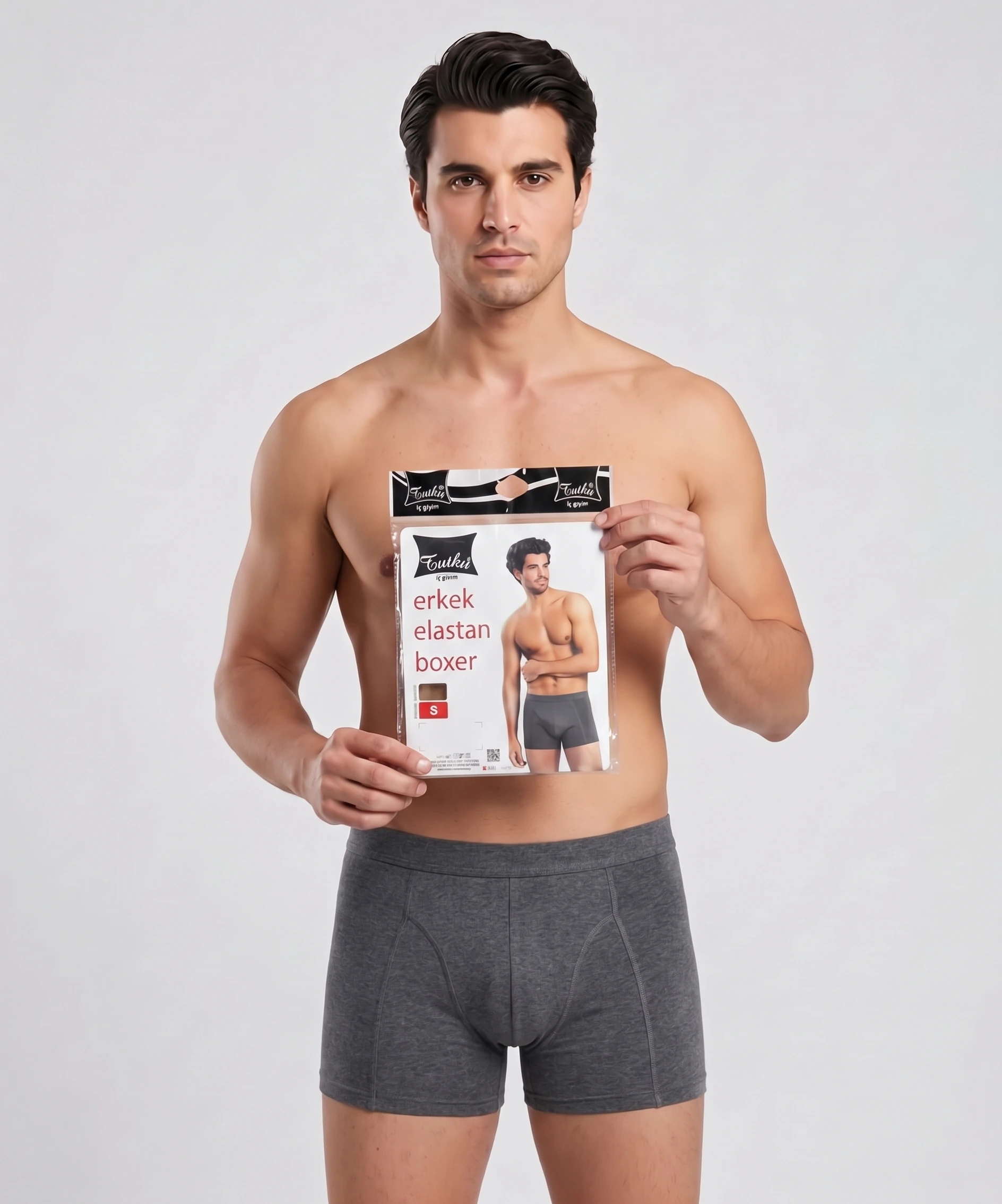 Likralı Erkek Boxer - FÜME - 1