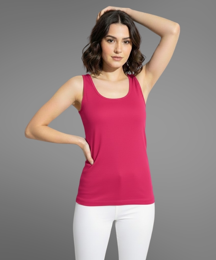 Likralı Kalın Askılı Atlet - FUŞYA - 1