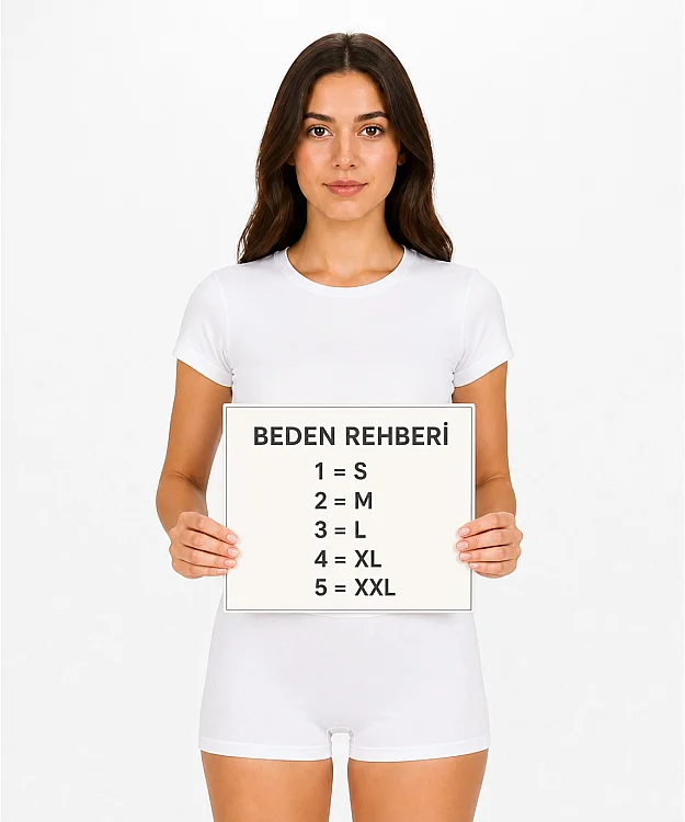 Likralı Kısa Boxer Kadın Şort - BEYAZ - 2
