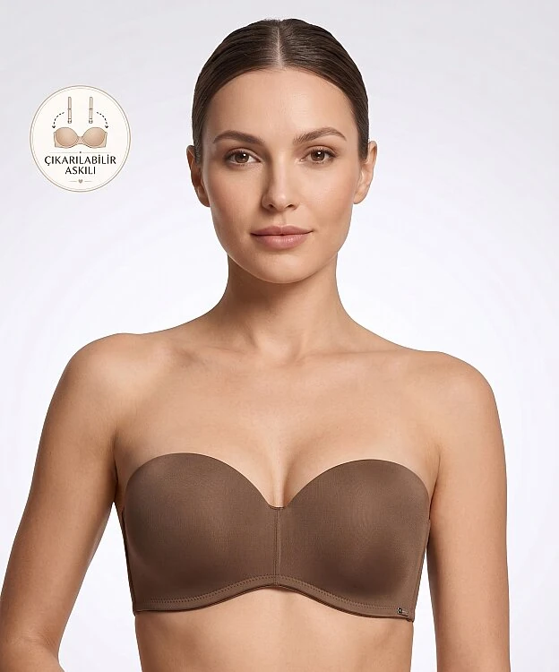Lotus Push Up Straplez Sütyen - CARAMEL - 1