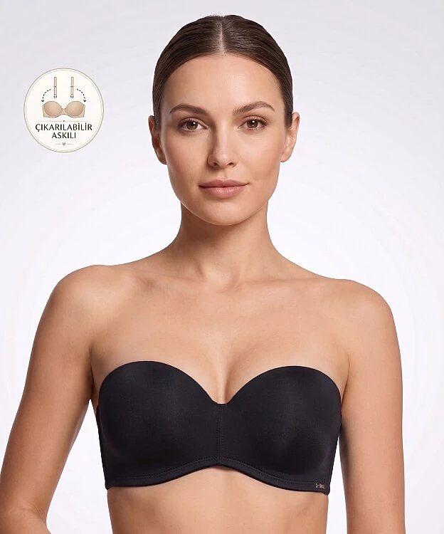 Lotus Push Up Straplez Sütyen - SİYAH - 1