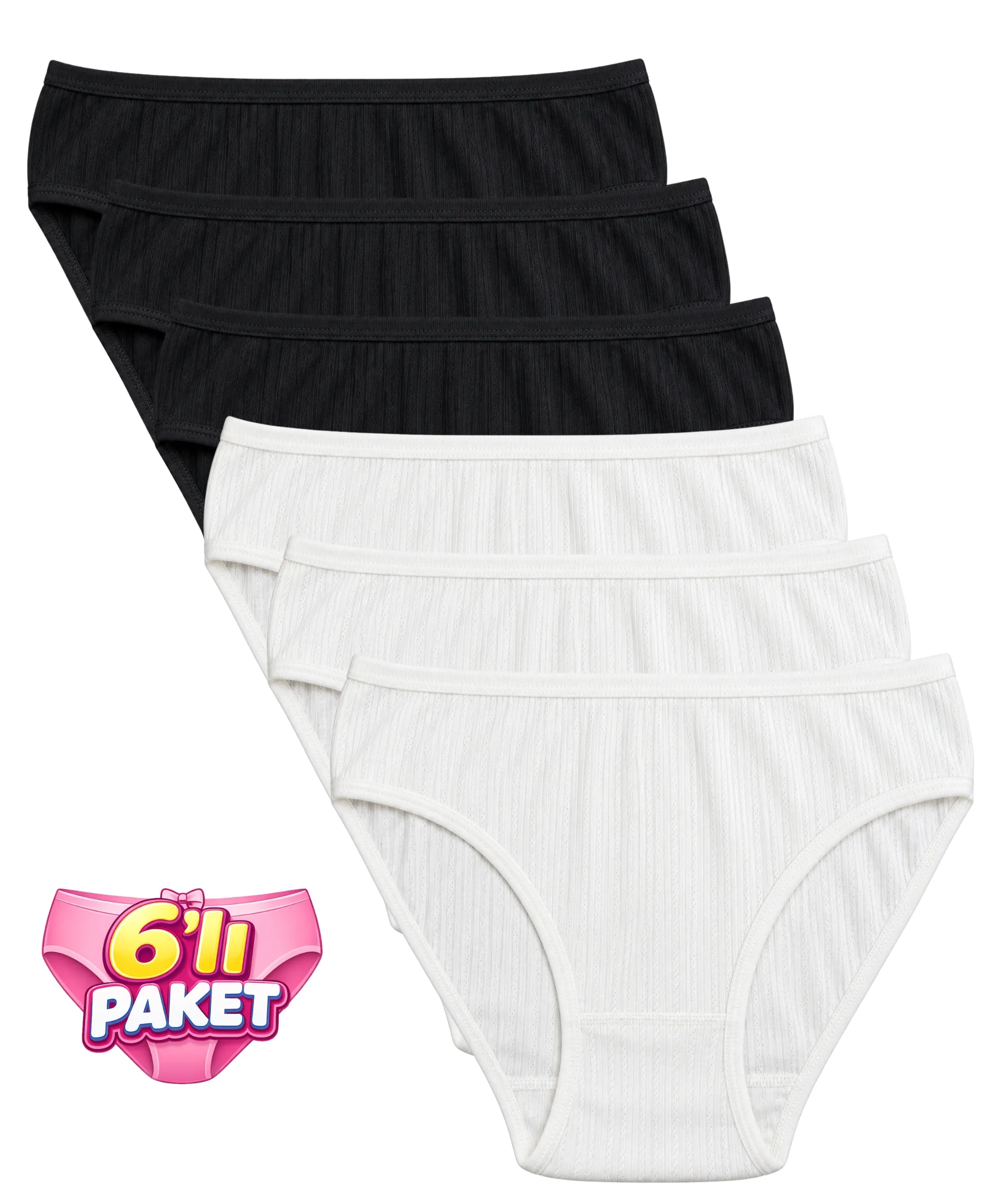6'lı Paket Desenli Likralı Külot - ASORTİ