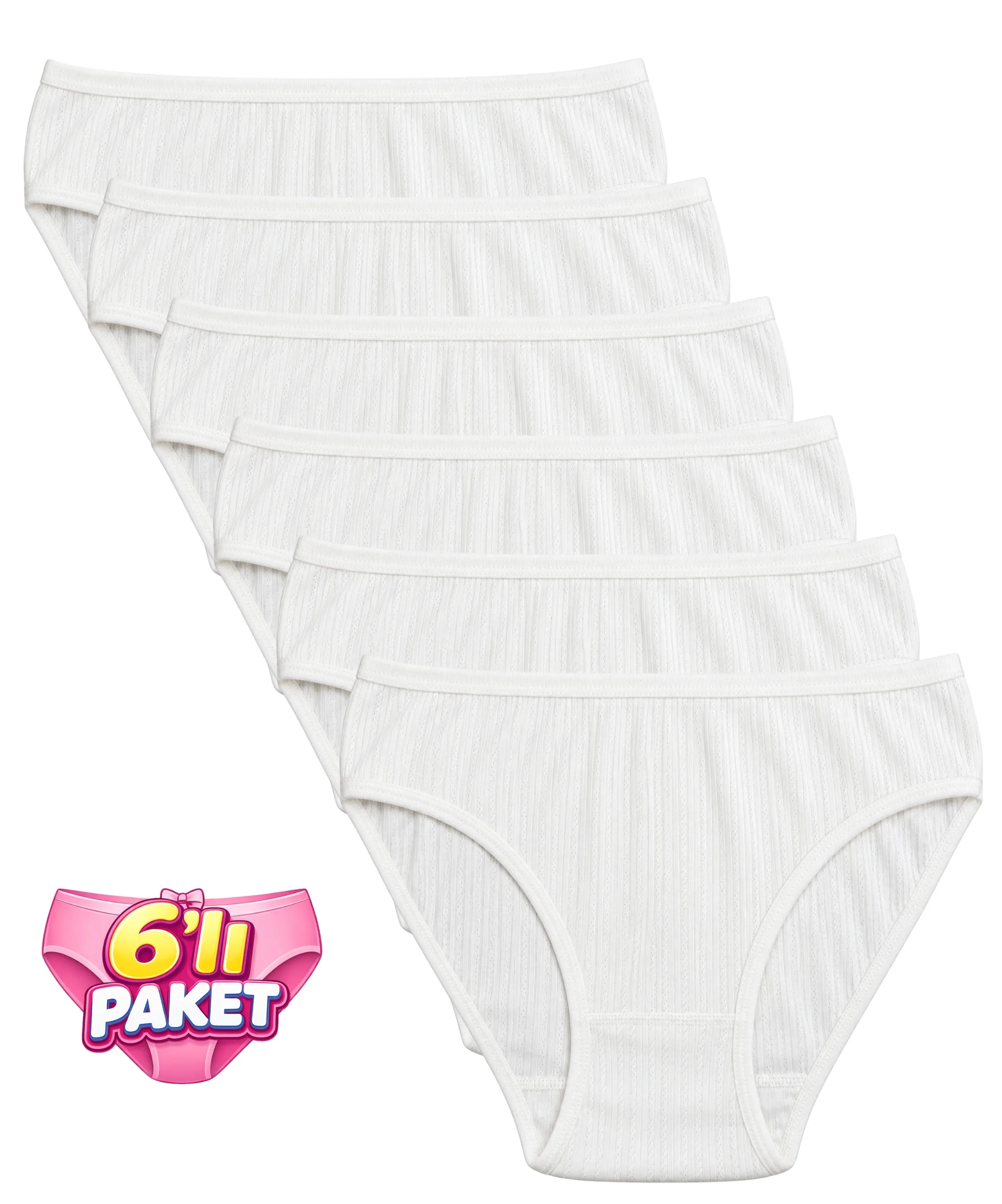 6'lı Paket Desenli Likralı Külot - EKRU
