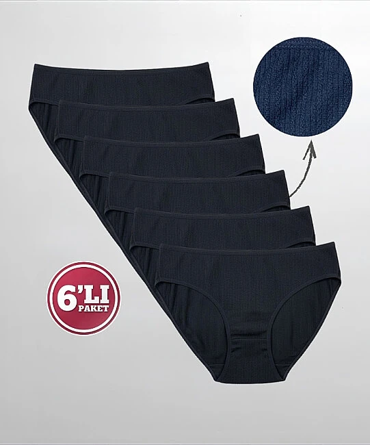 6'lı Paket Desenli Likralı Külot - SİYAH
