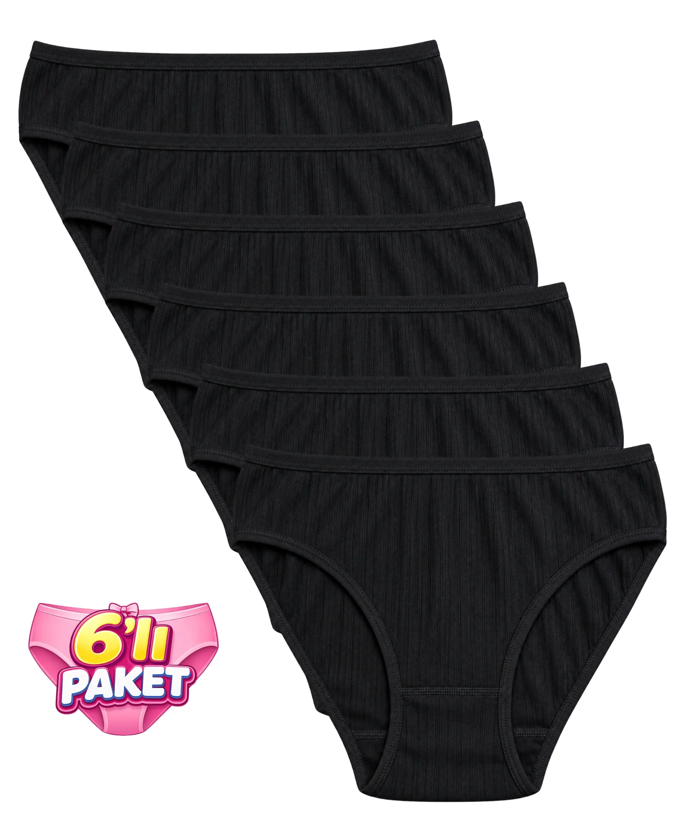 6'lı Paket Desenli Likralı Külot - SİYAH