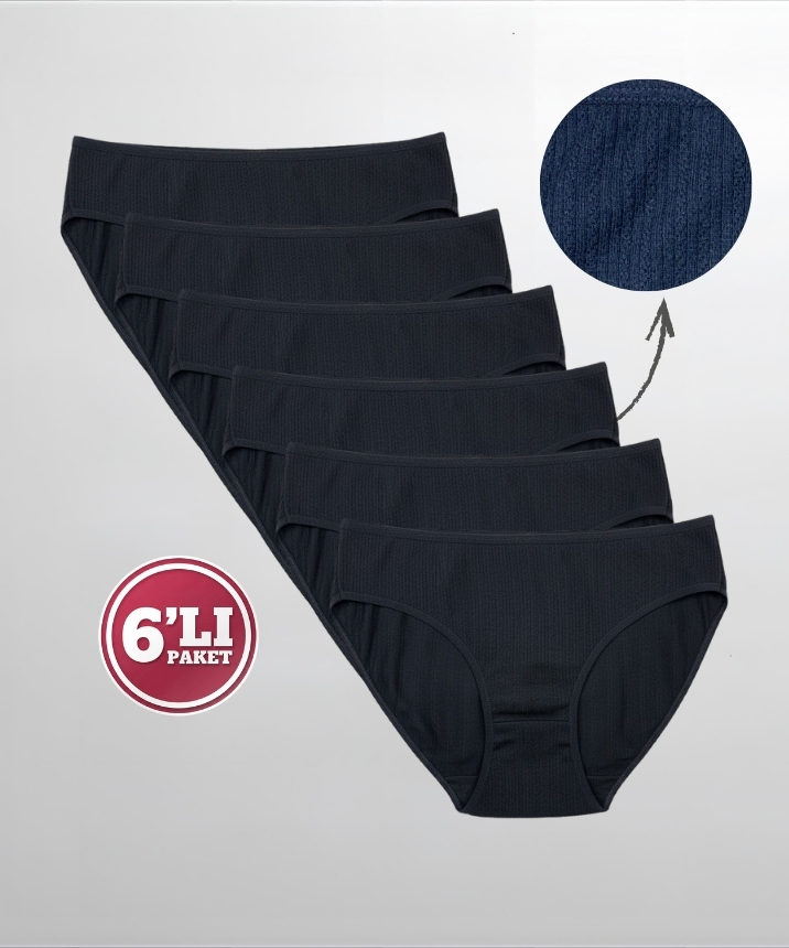 6'lı Paket Desenli Likralı Külot - SİYAH