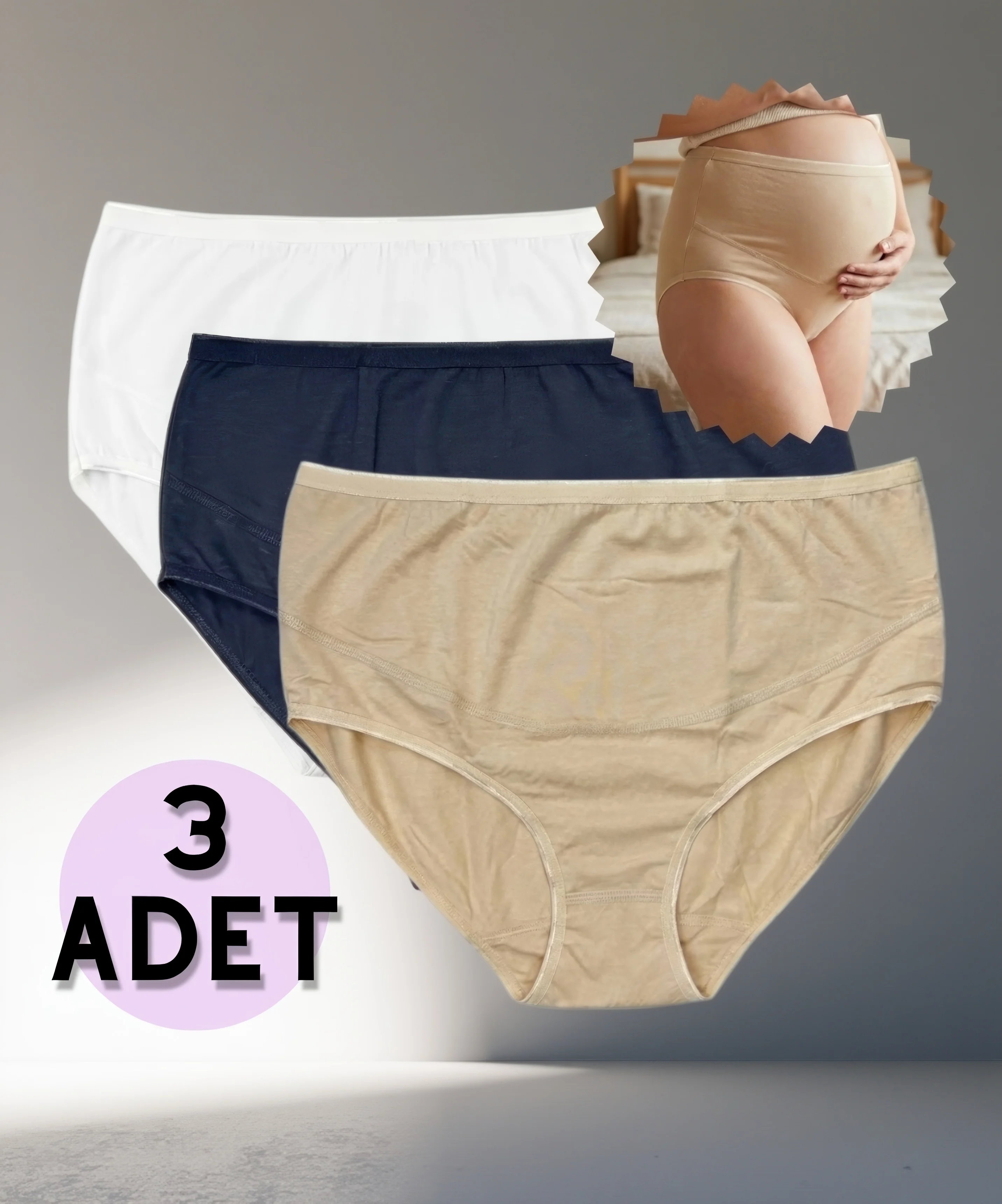 3'lü Paket Modal Hamile Külot - ASORTİ ASORTİ