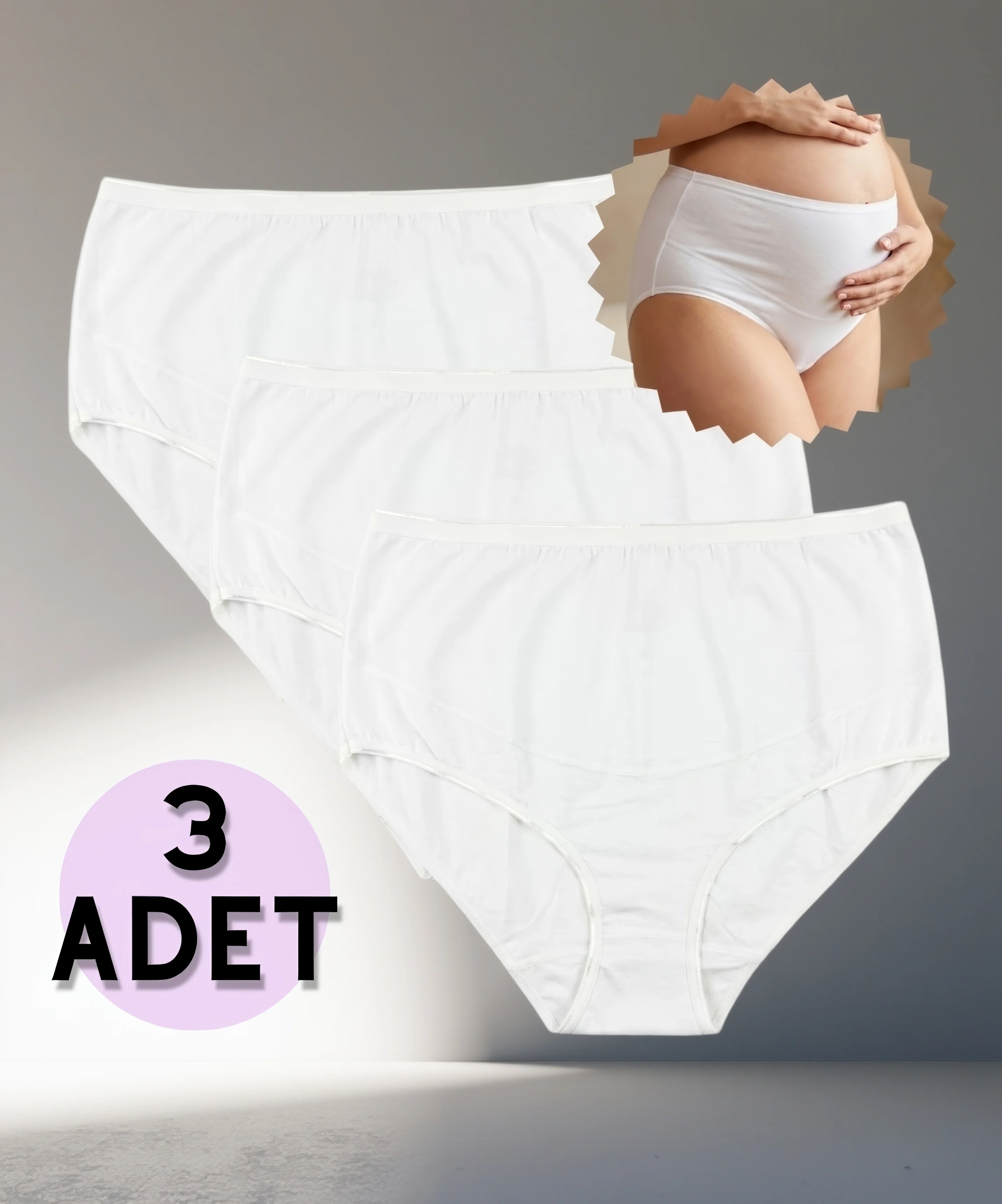 3'lü Paket Modal Hamile Külot - BEYAZ - 1
