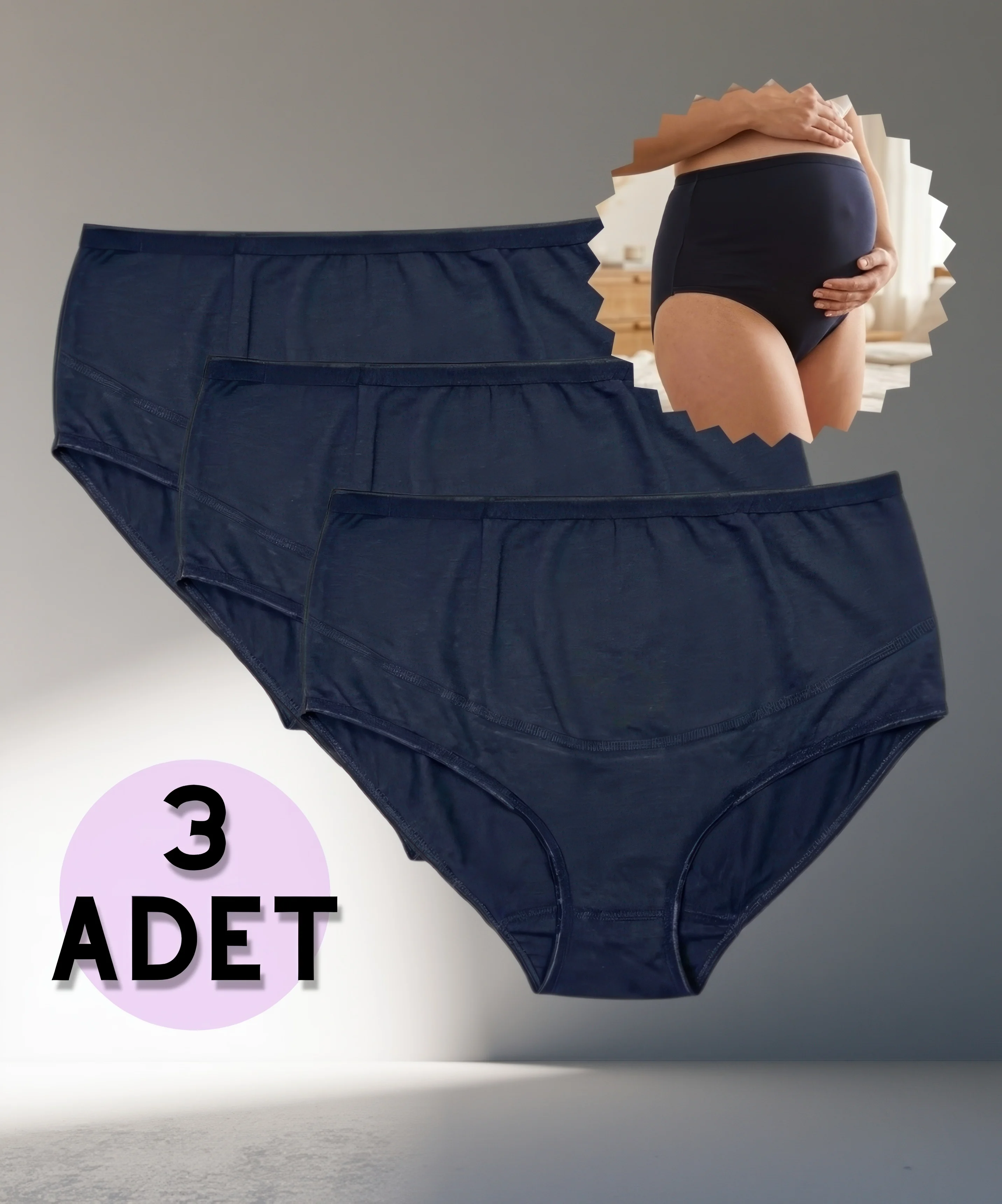 3'lü Paket Modal Hamile Külot - SİYAH - 1