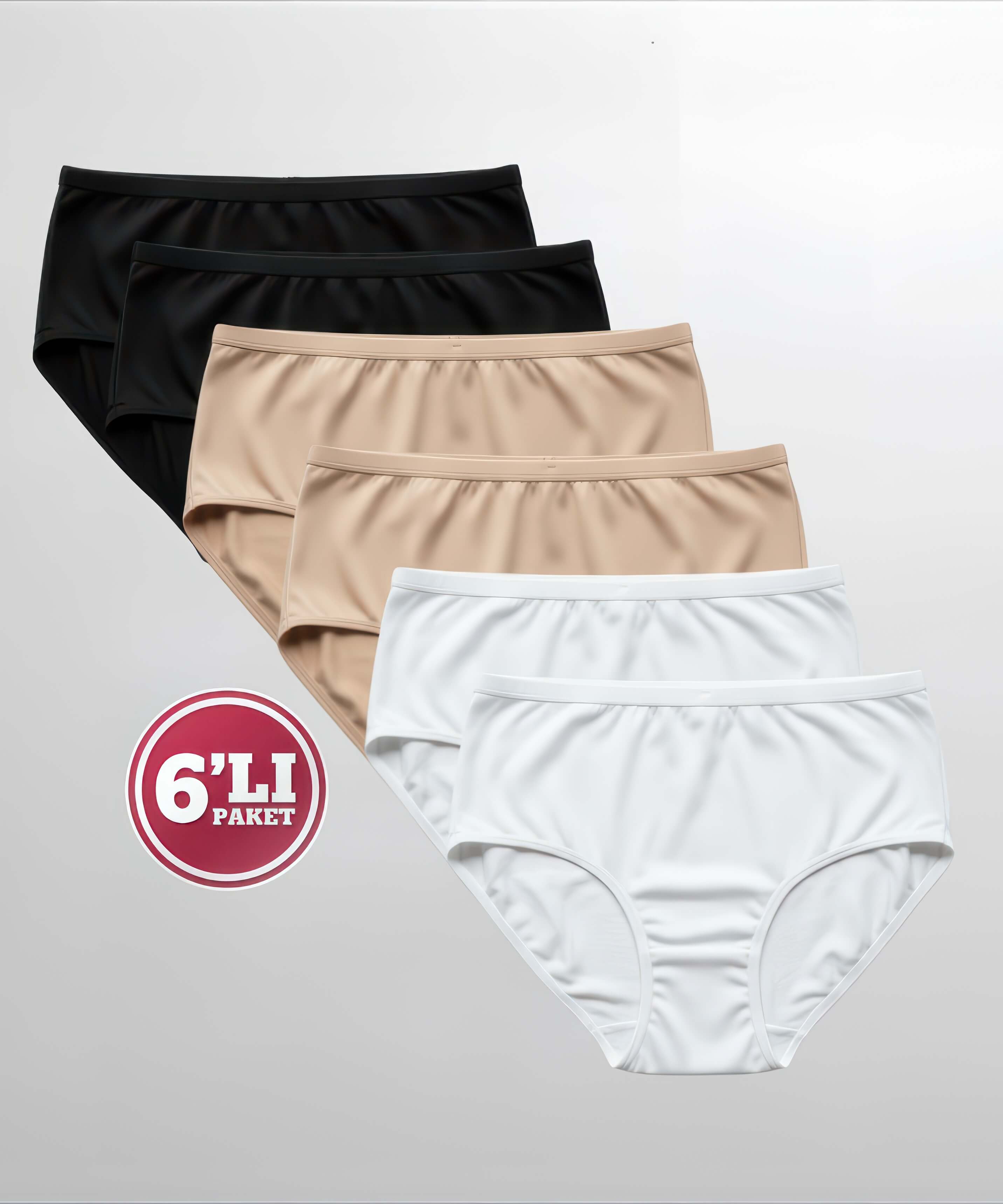 6'lı Paket Bambu Düz Bato Külot - ASORTİ