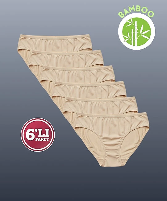 6'lı Paket Bambu Düz Külot - TEN