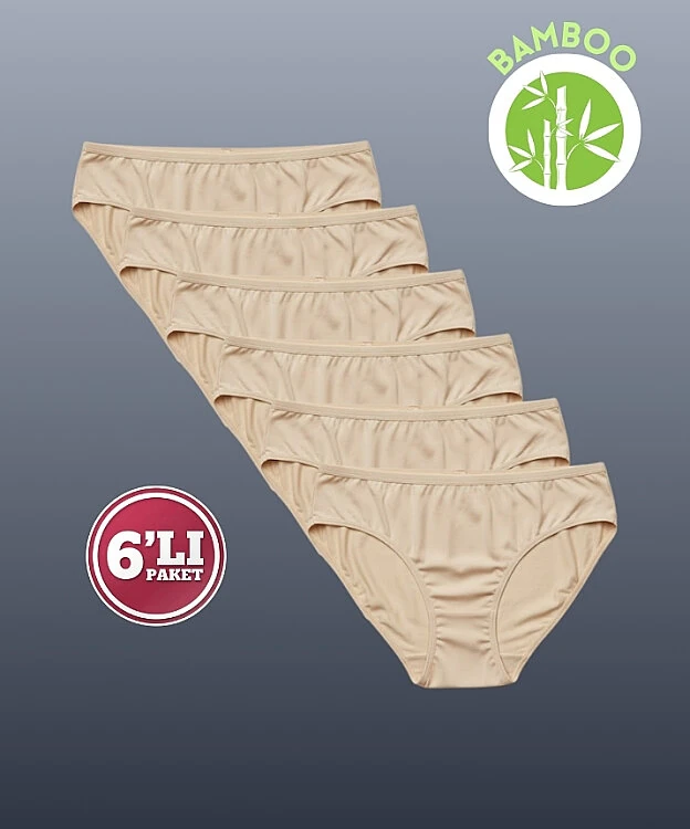 6'lı Paket Bambu Düz Külot - TEN - 1