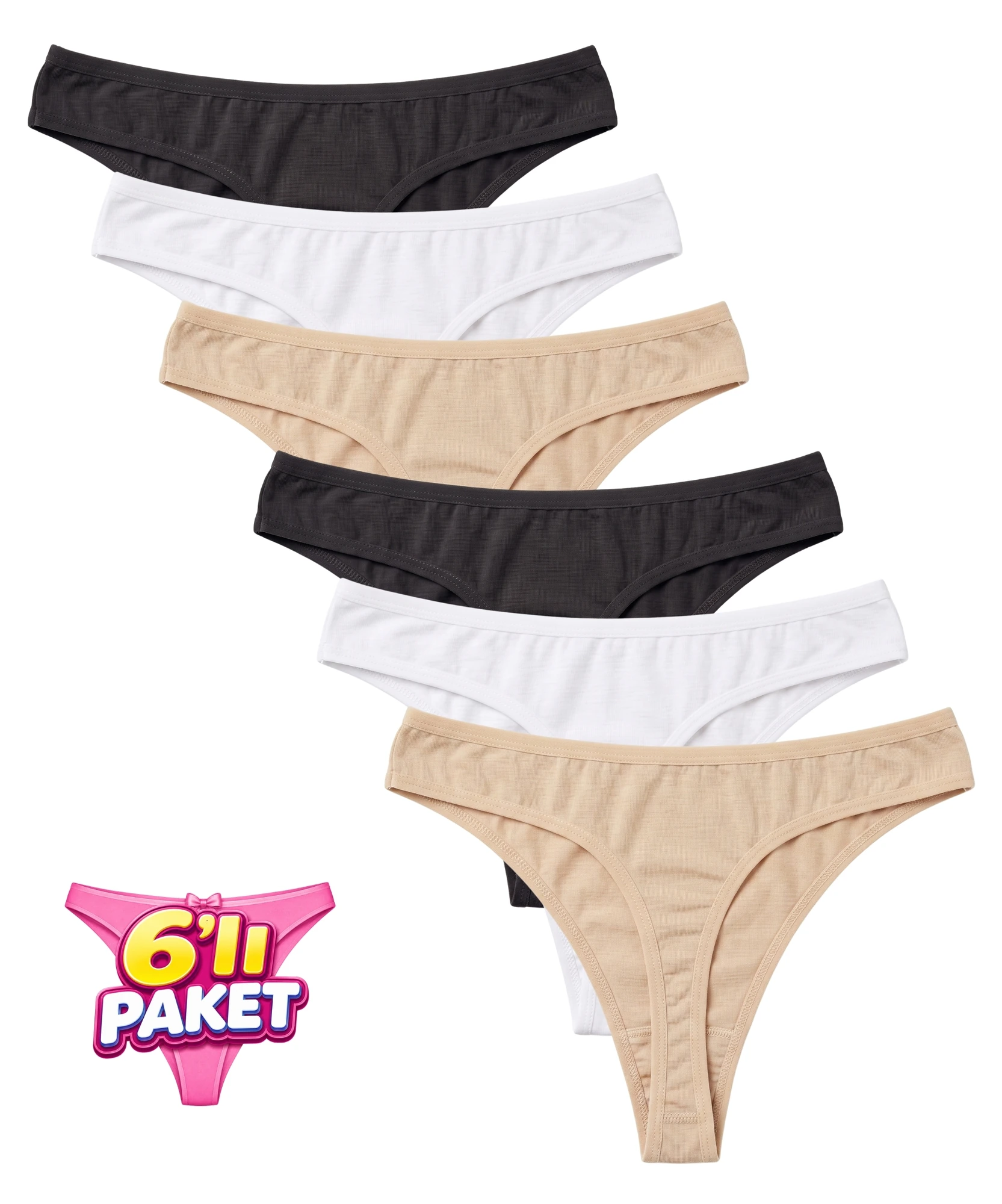 6'lı Paket Bambu Tanga - ASORTİ - 1