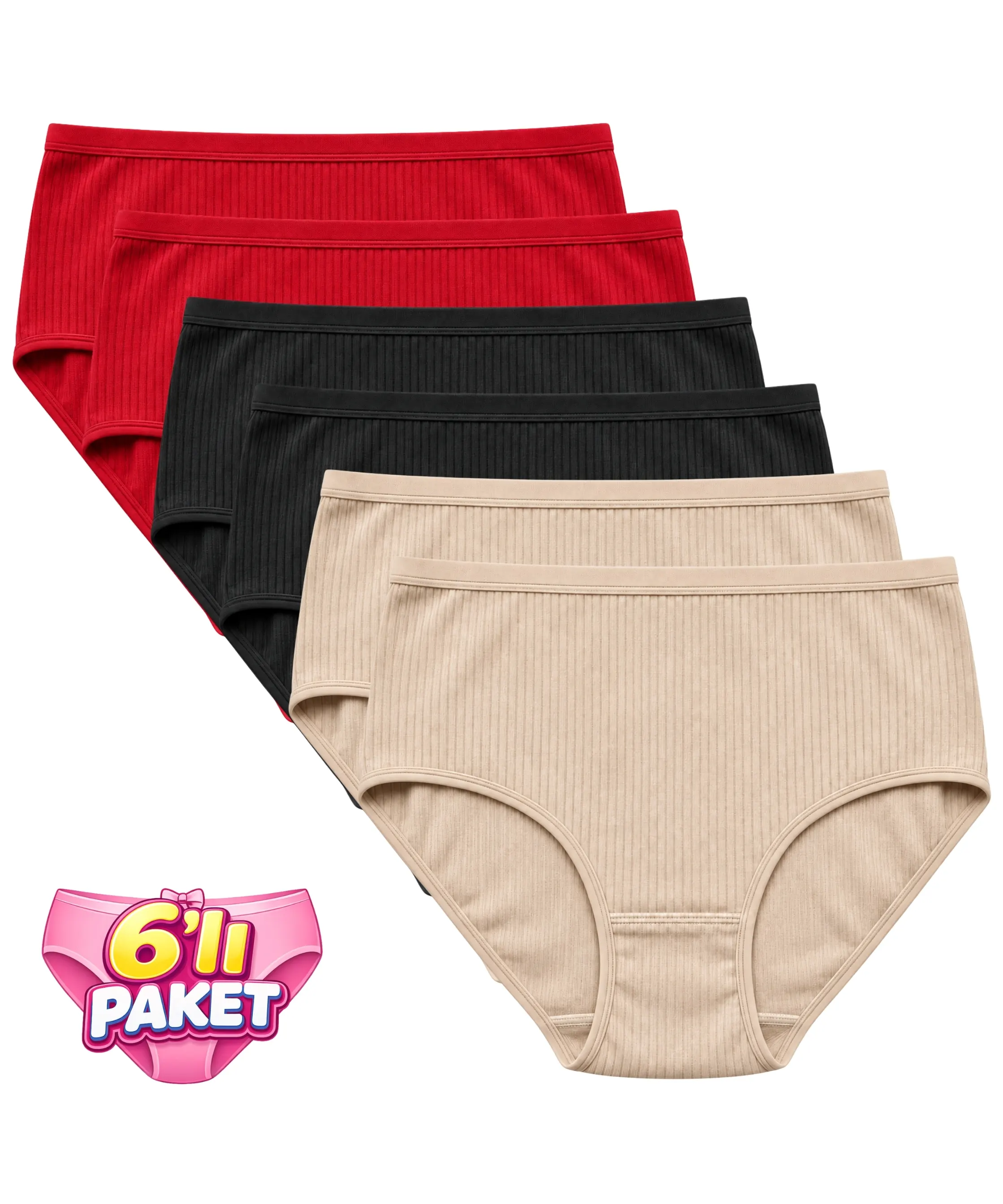 6'lı Paket Çizgili Bato Külot - ASORTİ-2 - 1