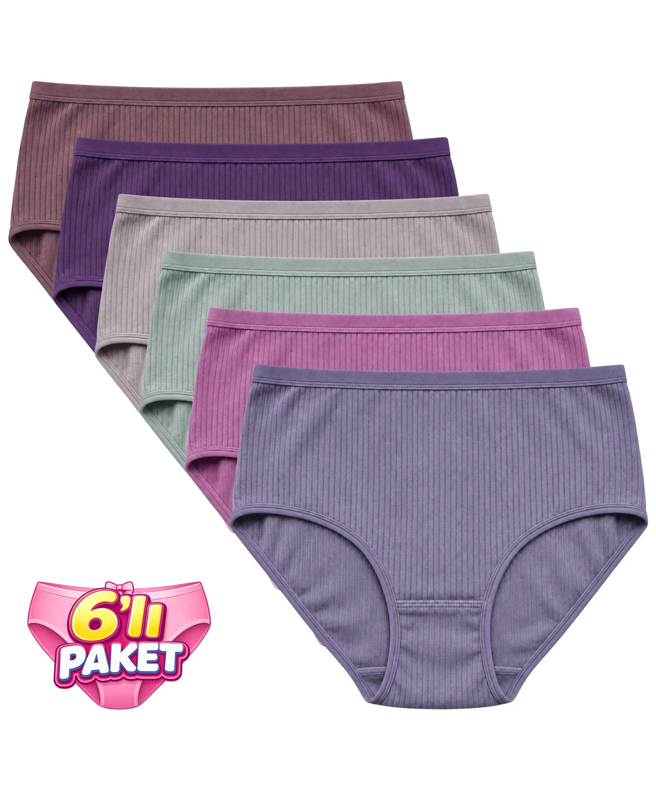 6'lı Paket Çizgili Bato Külot - ASORTİ