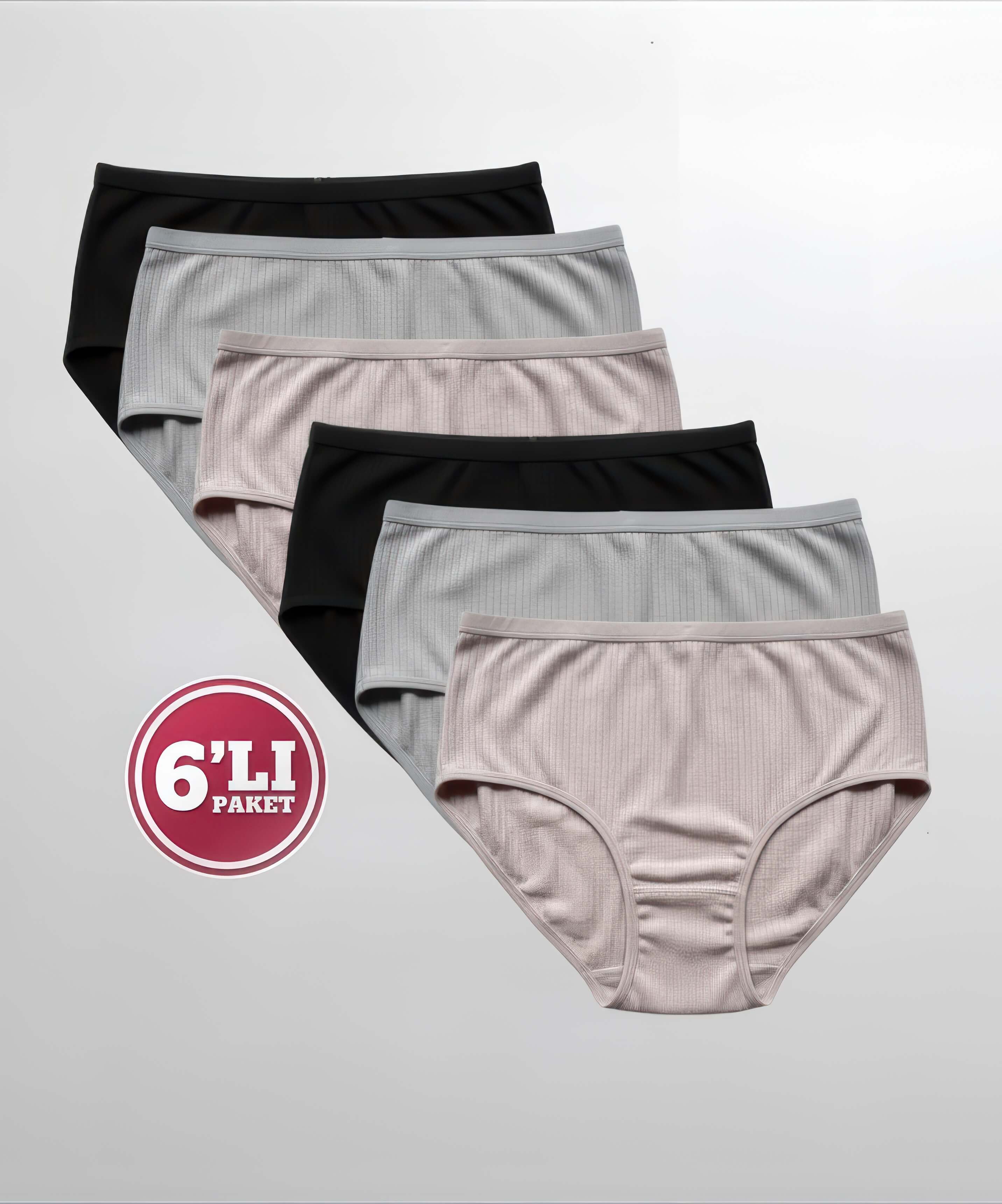 6'lı Paket Çizgili Bato Külot - ASORTİ