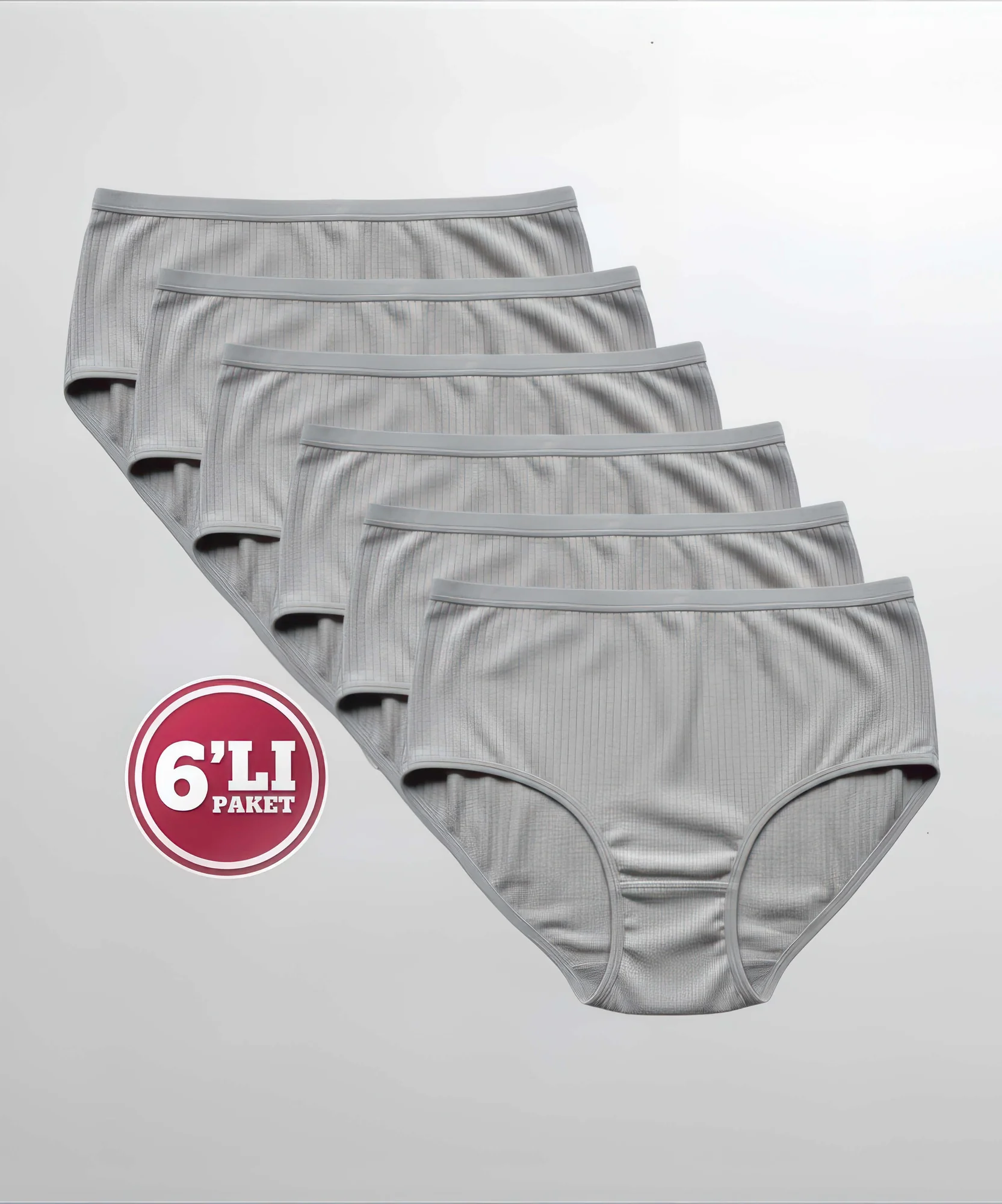 6'lı Paket Çizgili Bato Külot - GRİ