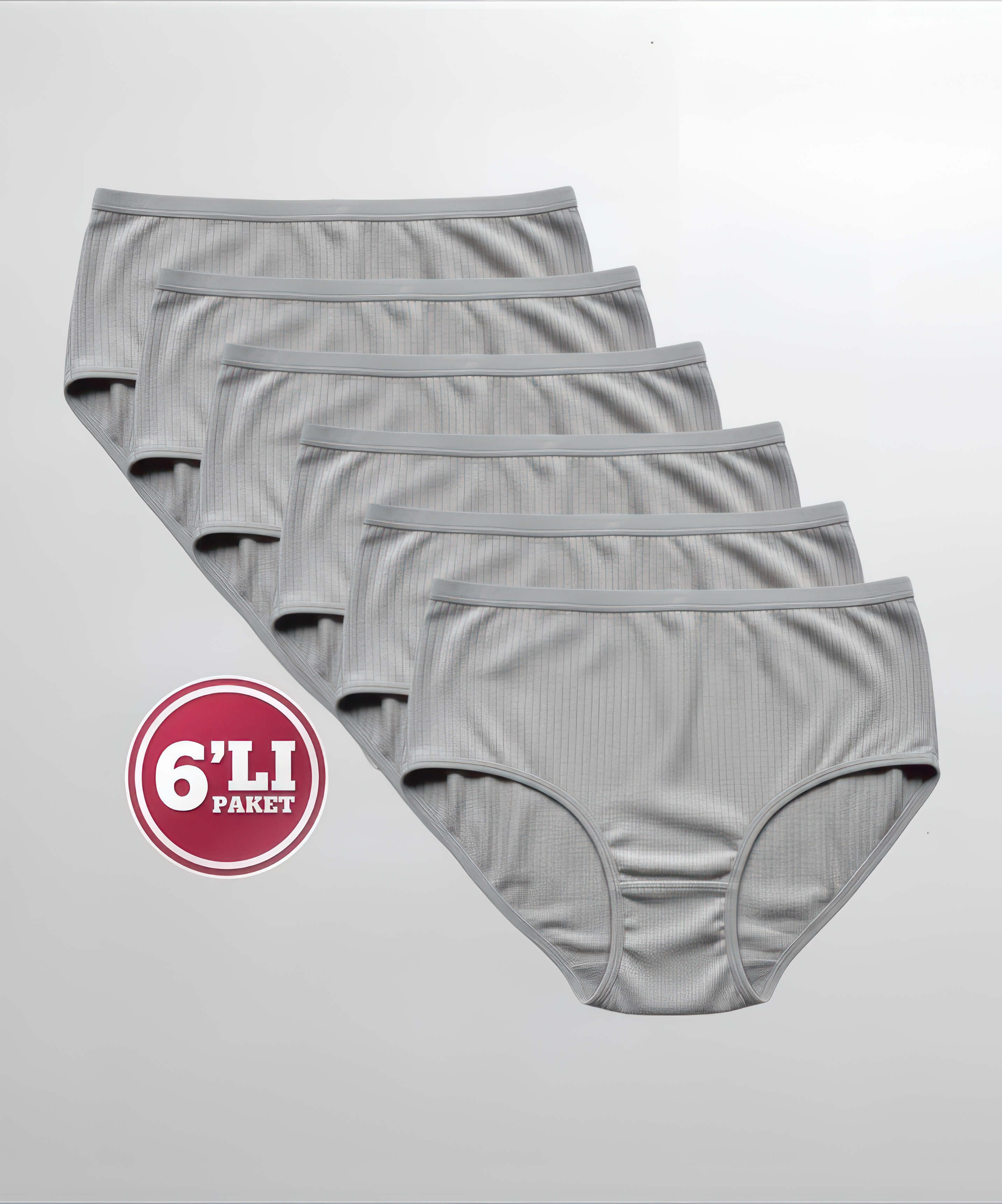 6'lı Paket Çizgili Bato Külot - GRİ
