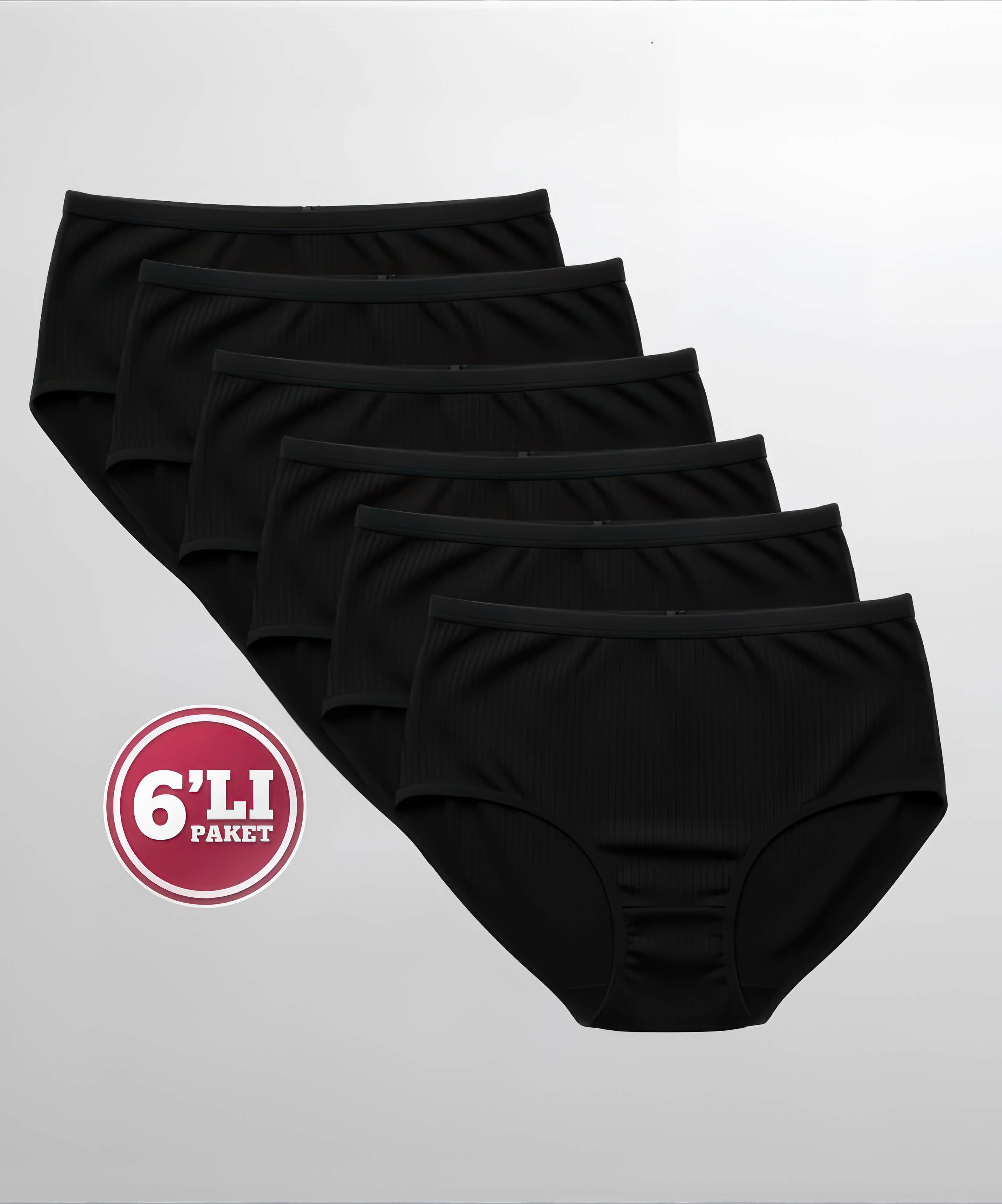 6'lı Paket Çizgili Bato Külot - SİYAH