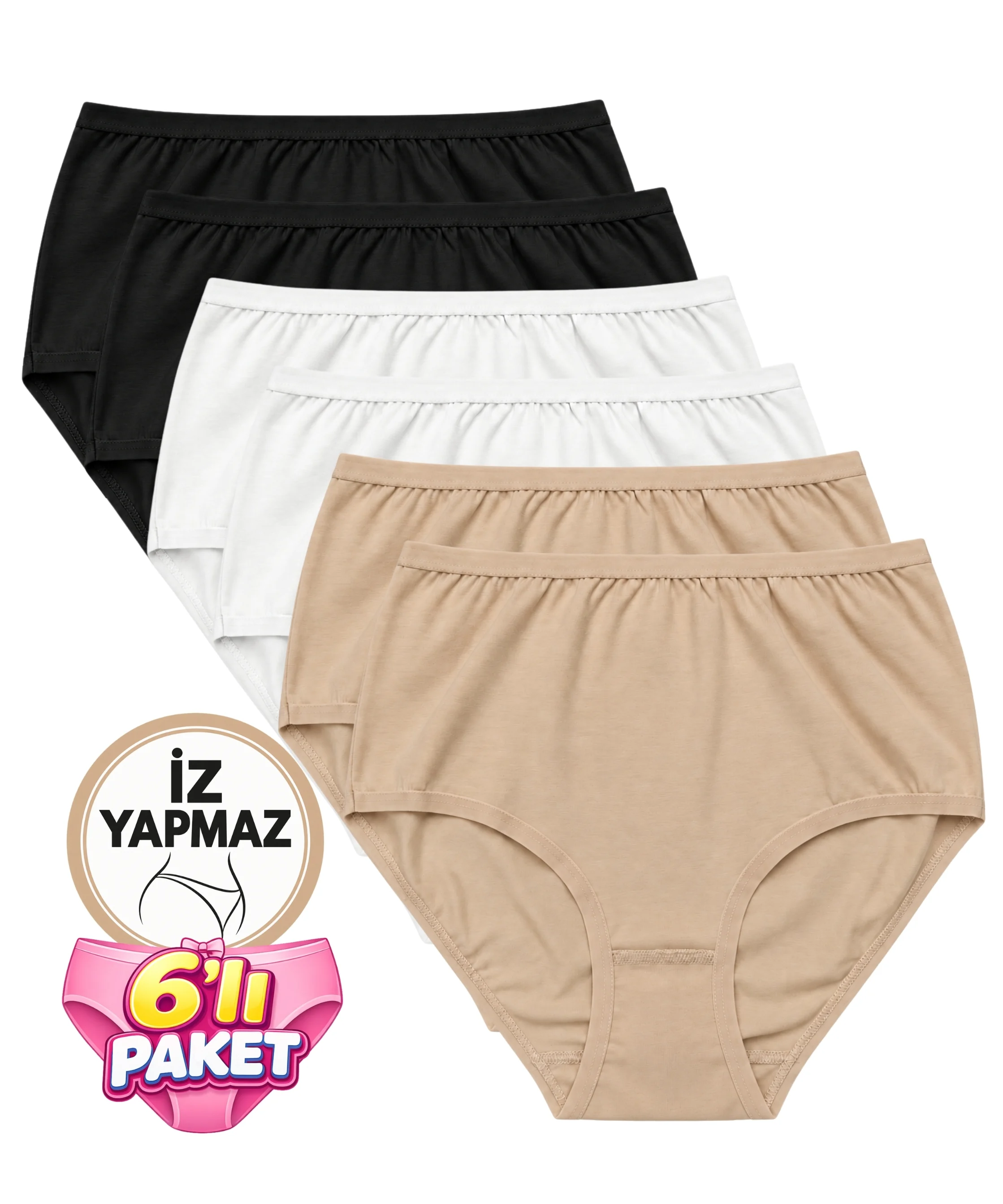 6'lı Paket İz Yapmaz Bato Külot - ASORTİ - 1