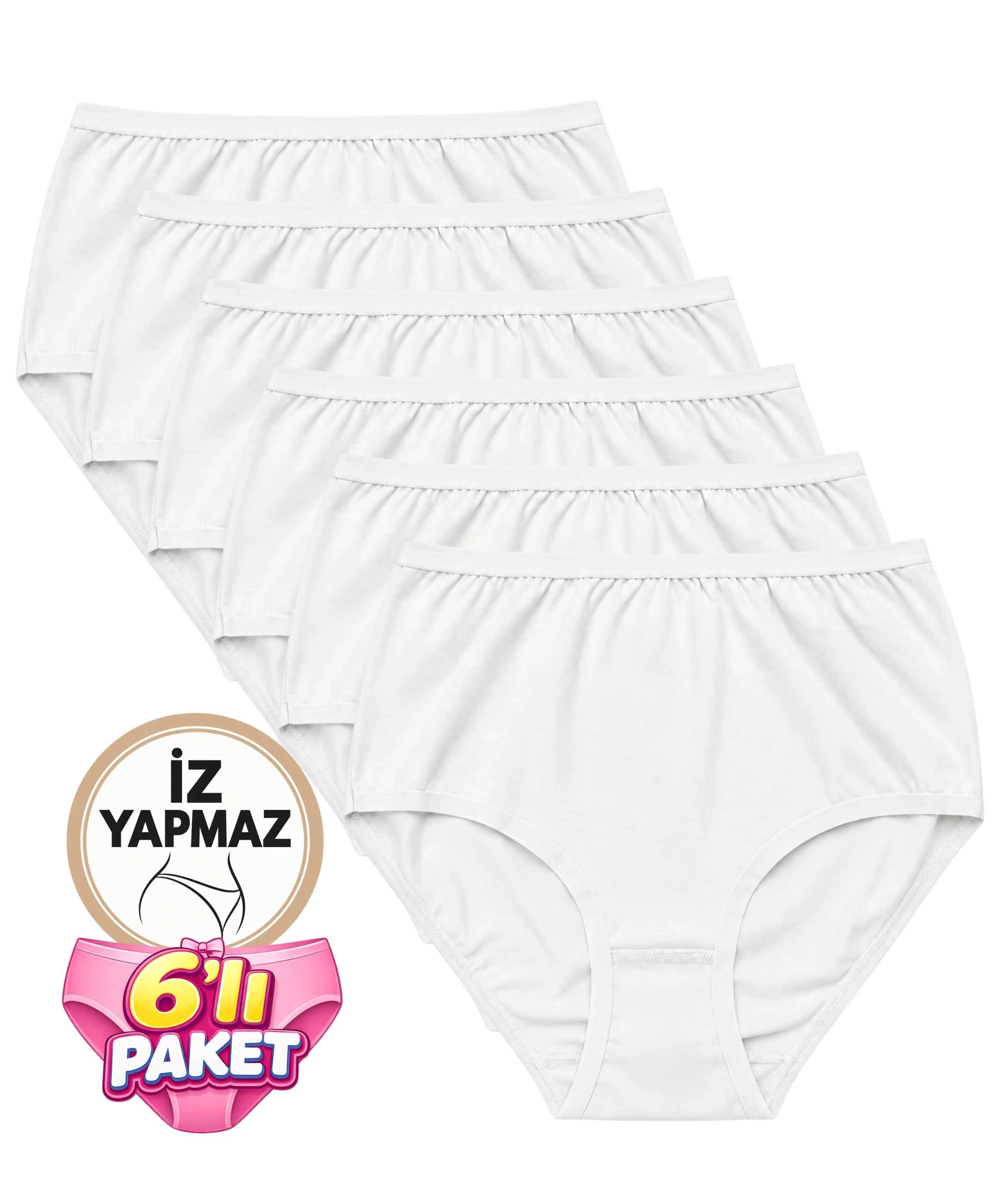 6'lı Paket İz Yapmaz Bato Külot - BEYAZ - 1