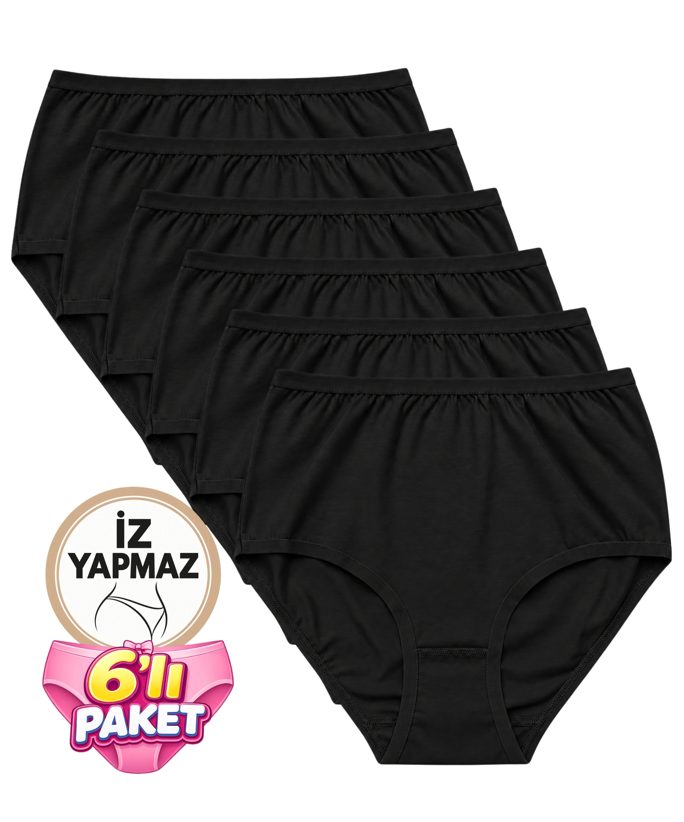 6'lı Paket İz Yapmaz Bato Külot - SİYAH - 1