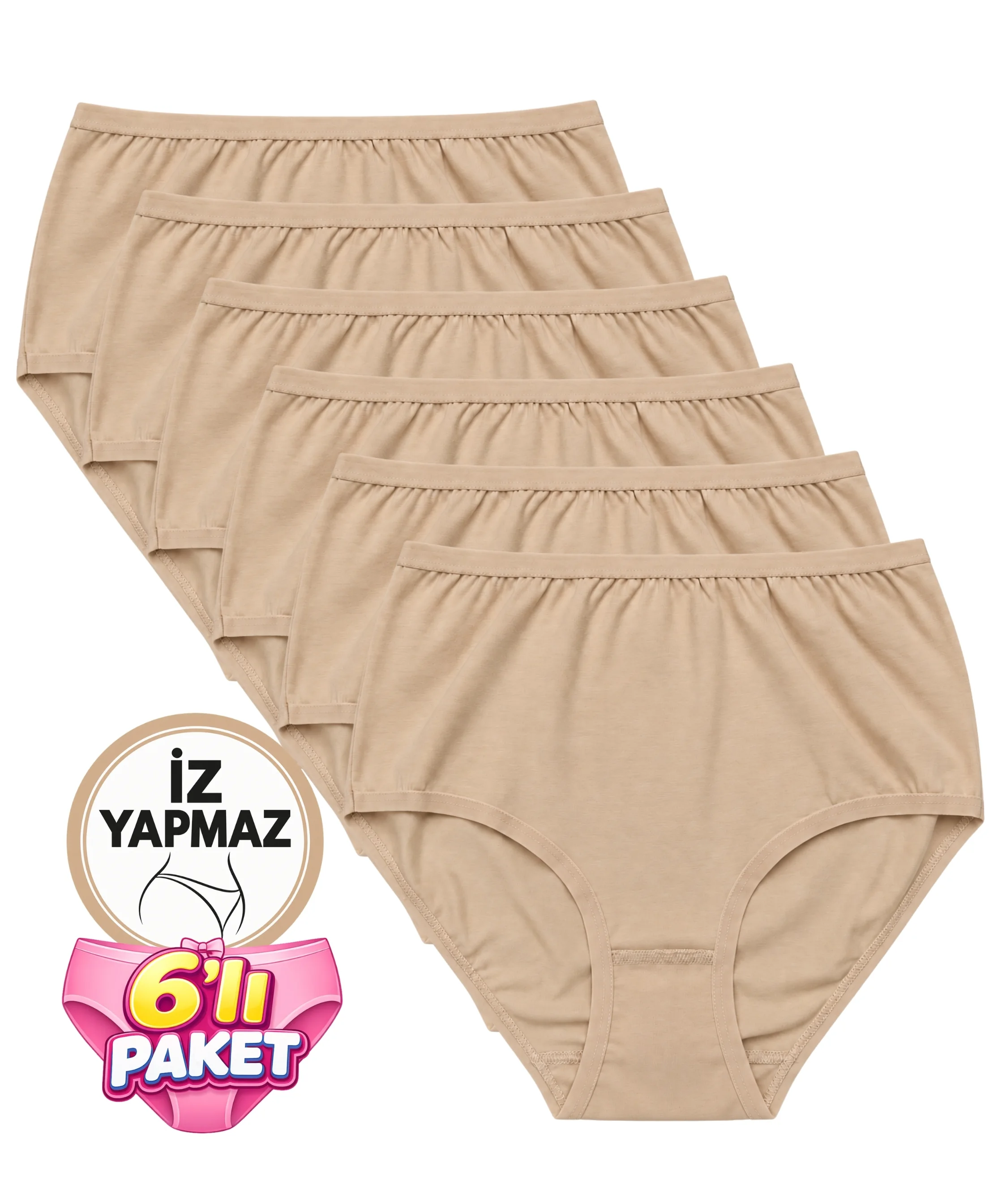 6'lı Paket İz Yapmaz Bato Külot - TEN