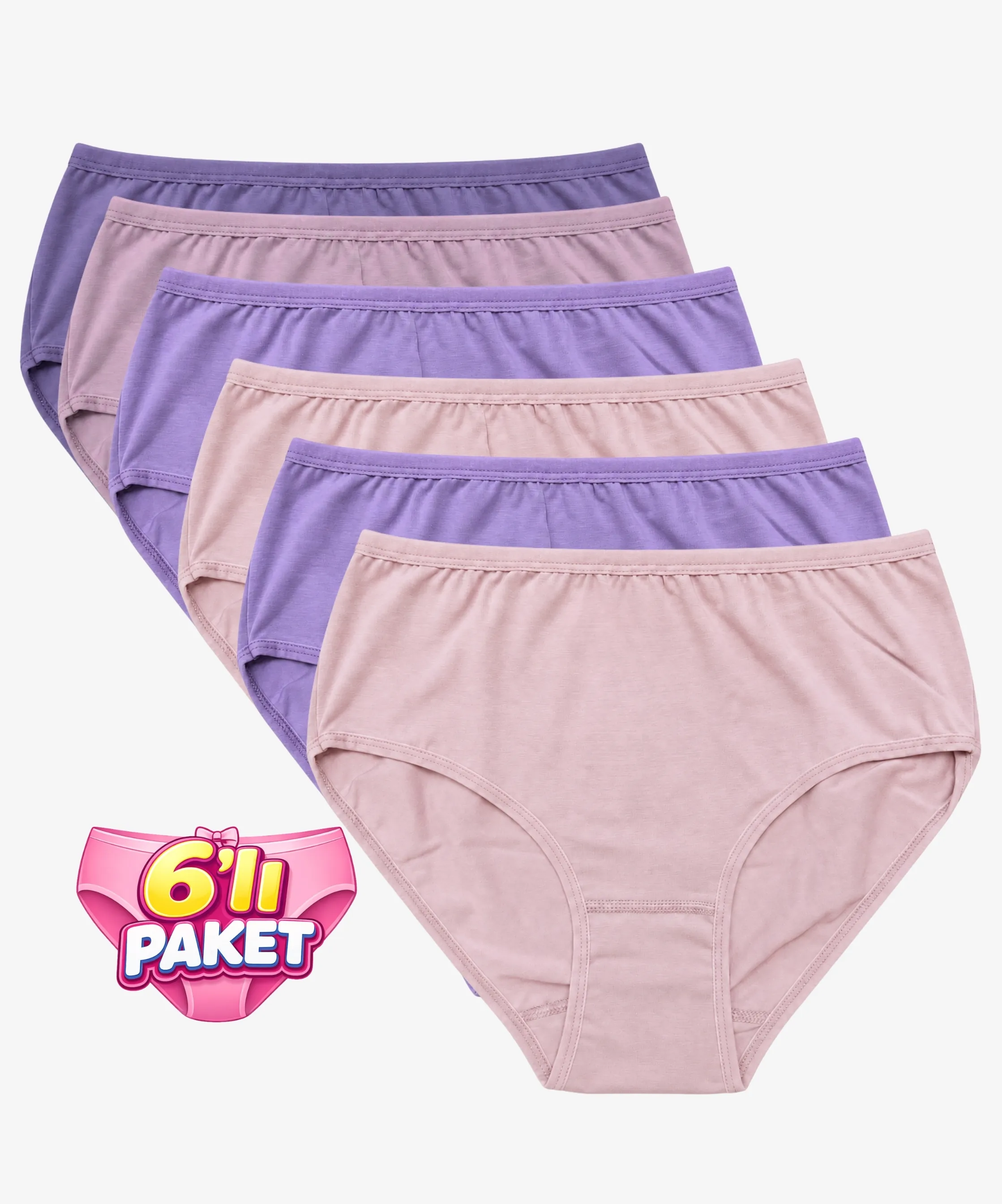 6'lı Paket Likralı Bato Külot - ASORTİ-2