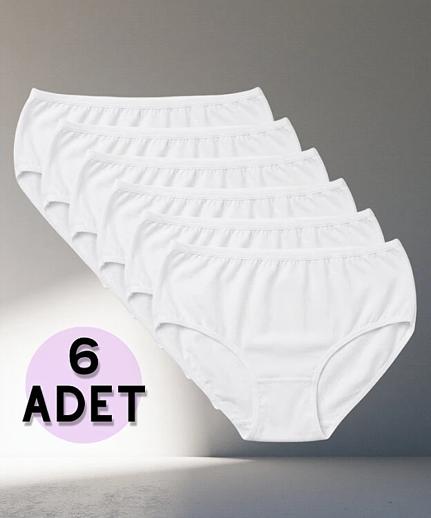 6'lı Paket Likralı Bato Külot - BEYAZ - 1