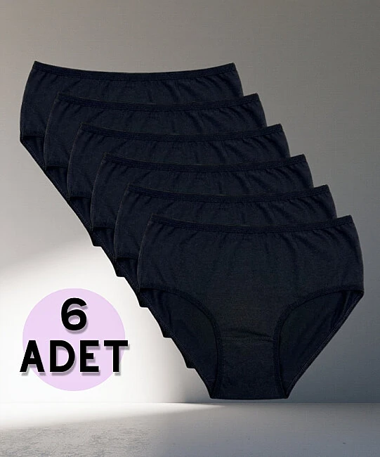 6'lı Paket Likralı Bato Külot - SİYAH