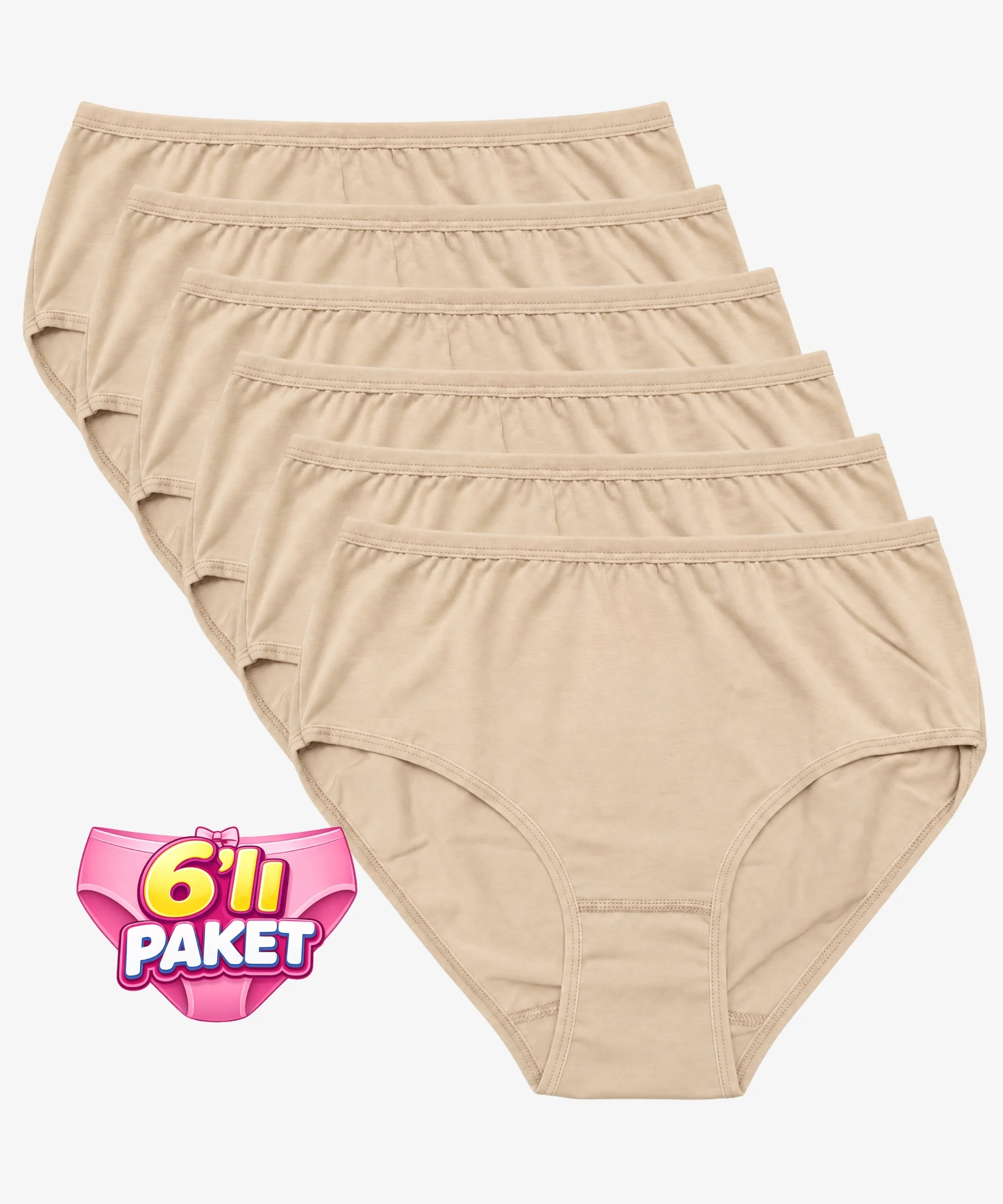 6'lı Paket Likralı Bato Külot - TEN