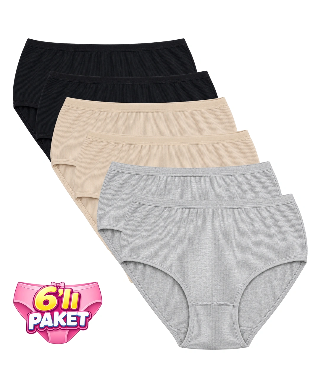 6'lı Paket Likralı Kaşkorse Bato Külot - ASORTİ