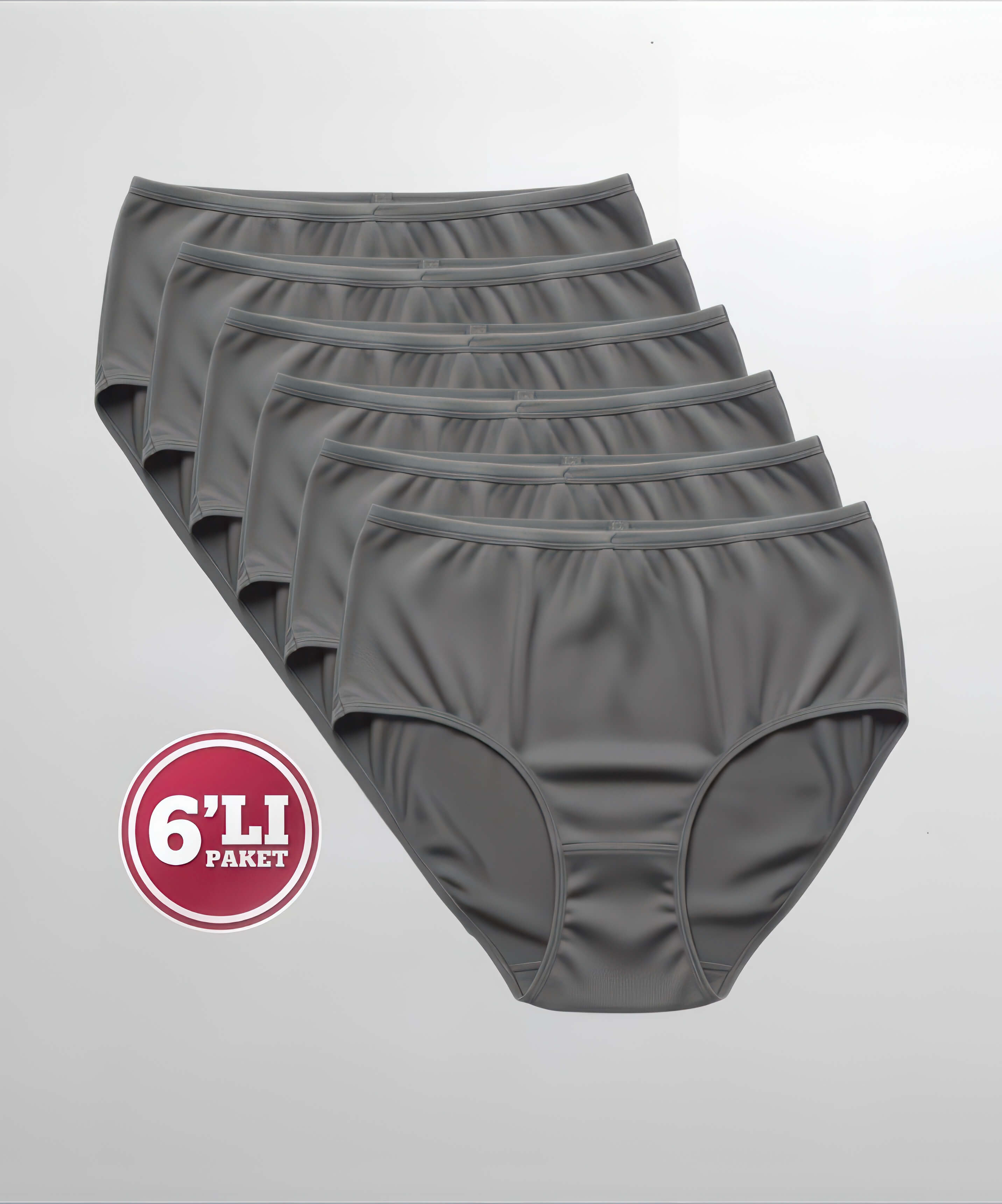 6'lı Paket Likralı Kaşkorse Bato Külot - GRİ - 1