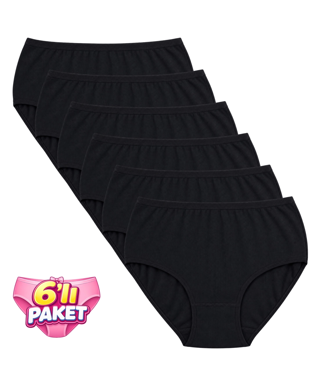 6'lı Paket Likralı Kaşkorse Bato Külot - SİYAH