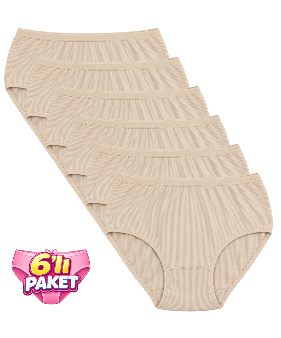 6'lı Paket Likralı Kaşkorse Bato Külot - TEN